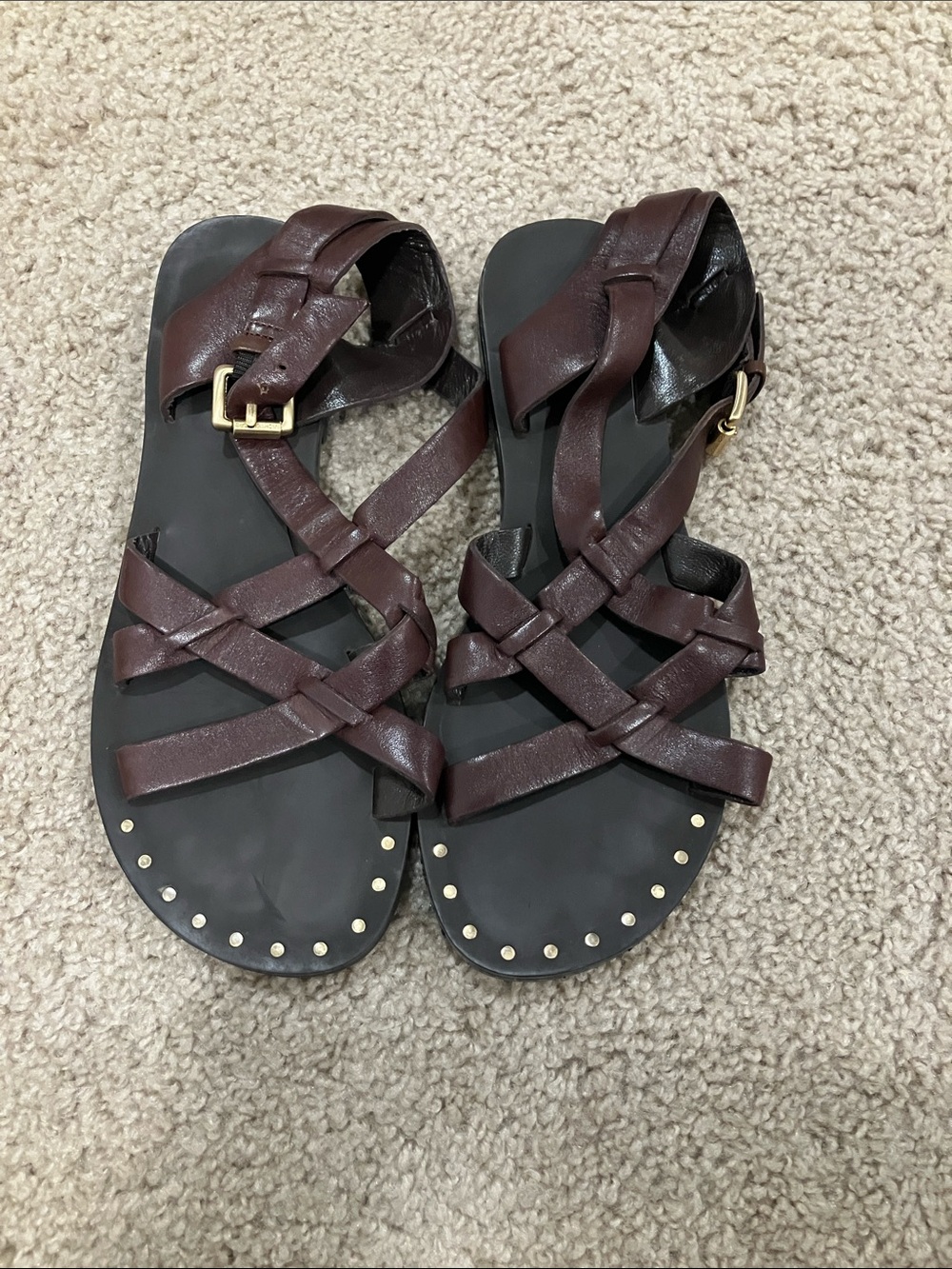MICHAEL Michael Kors Dark Brown Strappy Buckle Sandals
